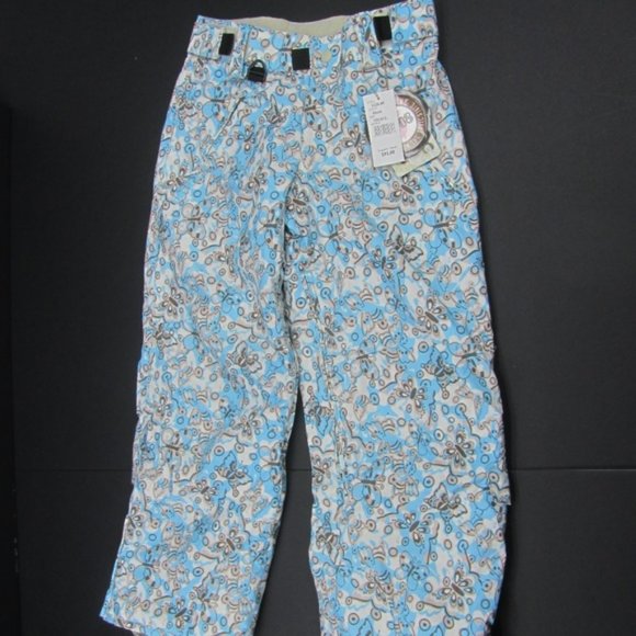 E408 Turbine Girls Snow Pants Serene Floral Butterflies S Blush
